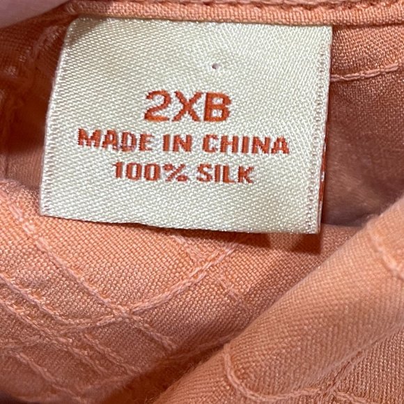 Tommy Bahama Peach 100% Silk Short Sleeve Button Down Shirt Size 2XB - Picture 5 of 6